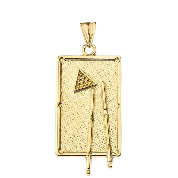 10K Solid Gold Billiards Pool Table Pendant Charm- Yellow, Rose, or White